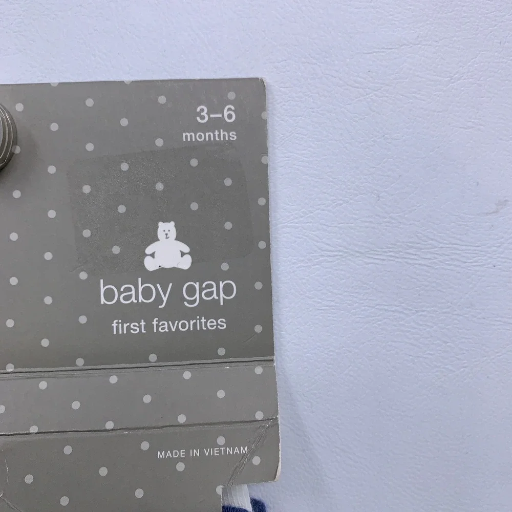 Baby Gap Baby 3-6 Months Blue Bear Striped Cushioned 3PK Socks NWT
